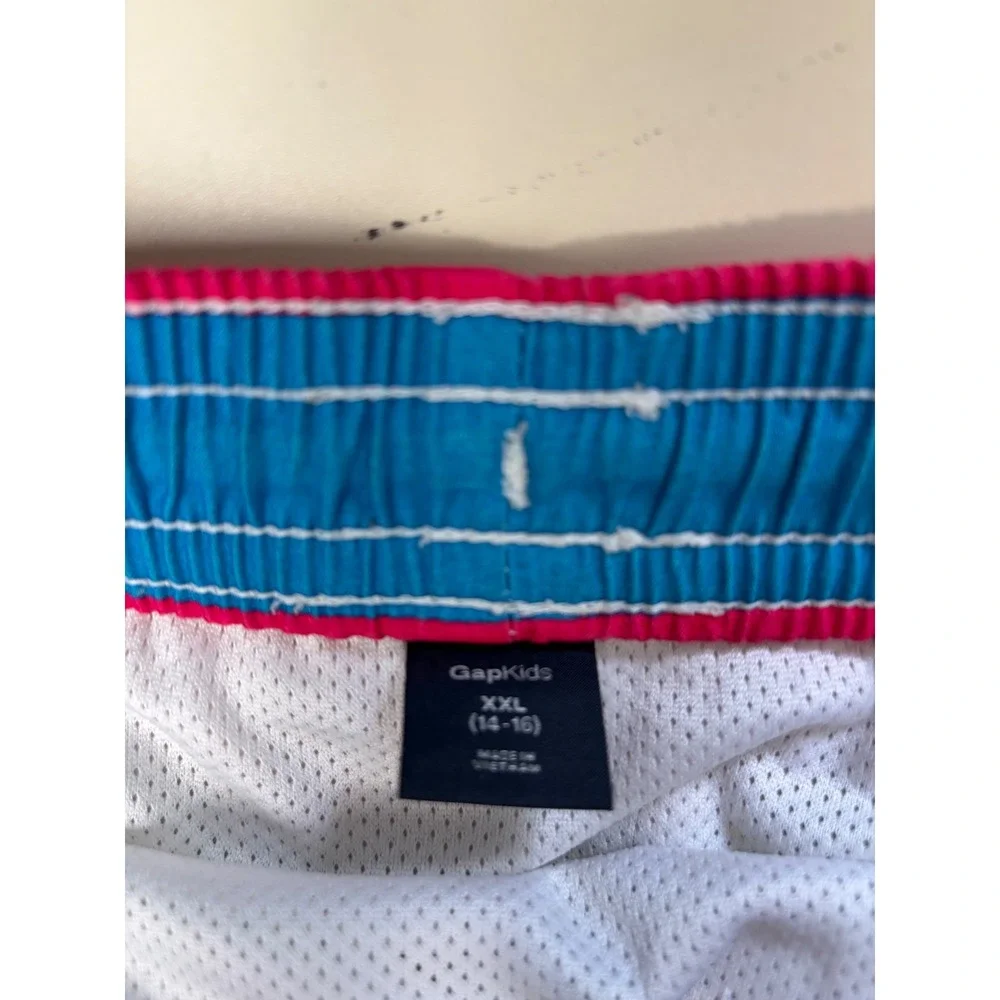GapKids‎ Boys XXL 14-16 Pink Blue Striped Swim Trunks Board Shorts G-86 Surf